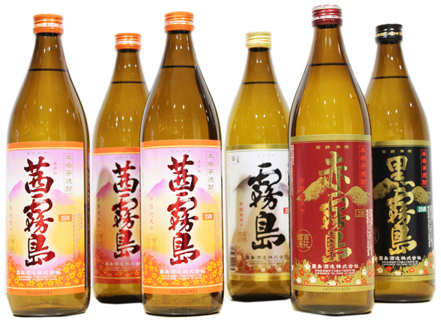 茜霧島が3本も！【プレミアム焼酎6本セットNo.22】茜霧島900ｍｌ×３本　赤霧島900ｍｌ×1本　黒霧島900ml×１本　白霧島900ml×1本